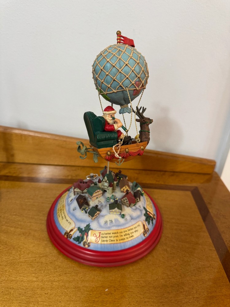 Vintage Enesco Christmas Animated Musical Box Santa Is Coming To Town