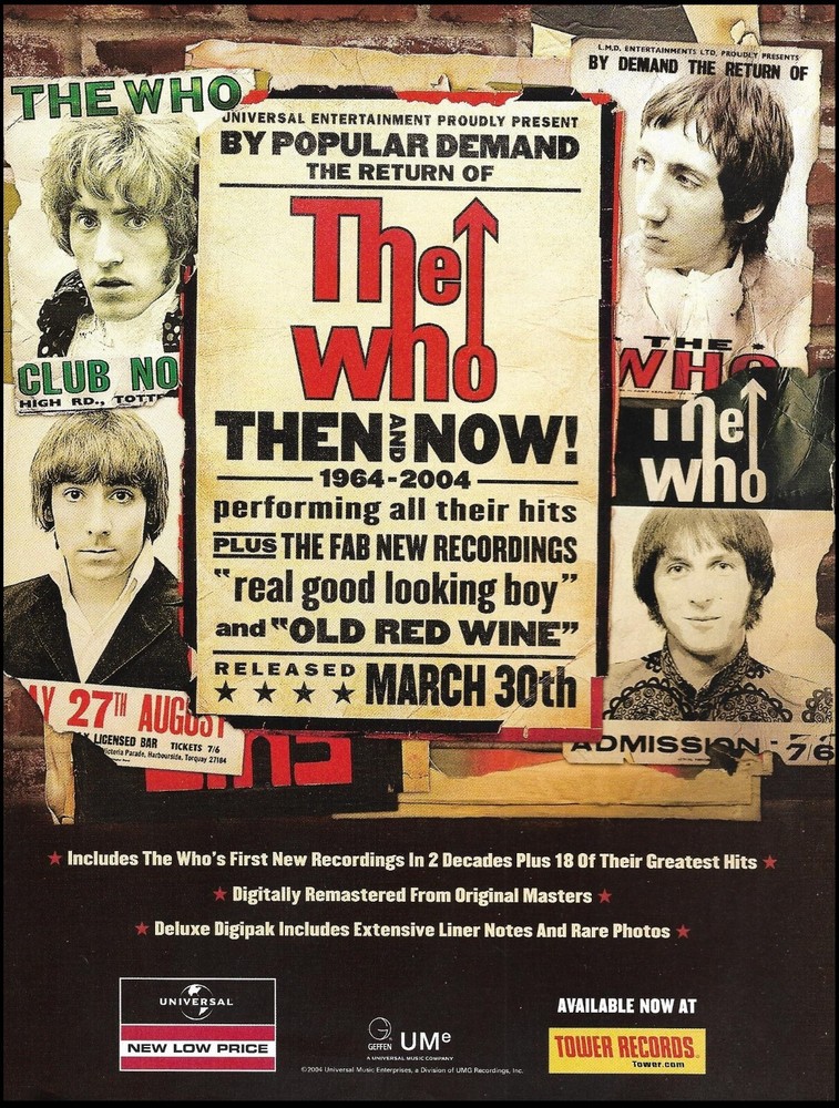 The Who Then & Now LP album remastered collection Tower Records advertisement ad