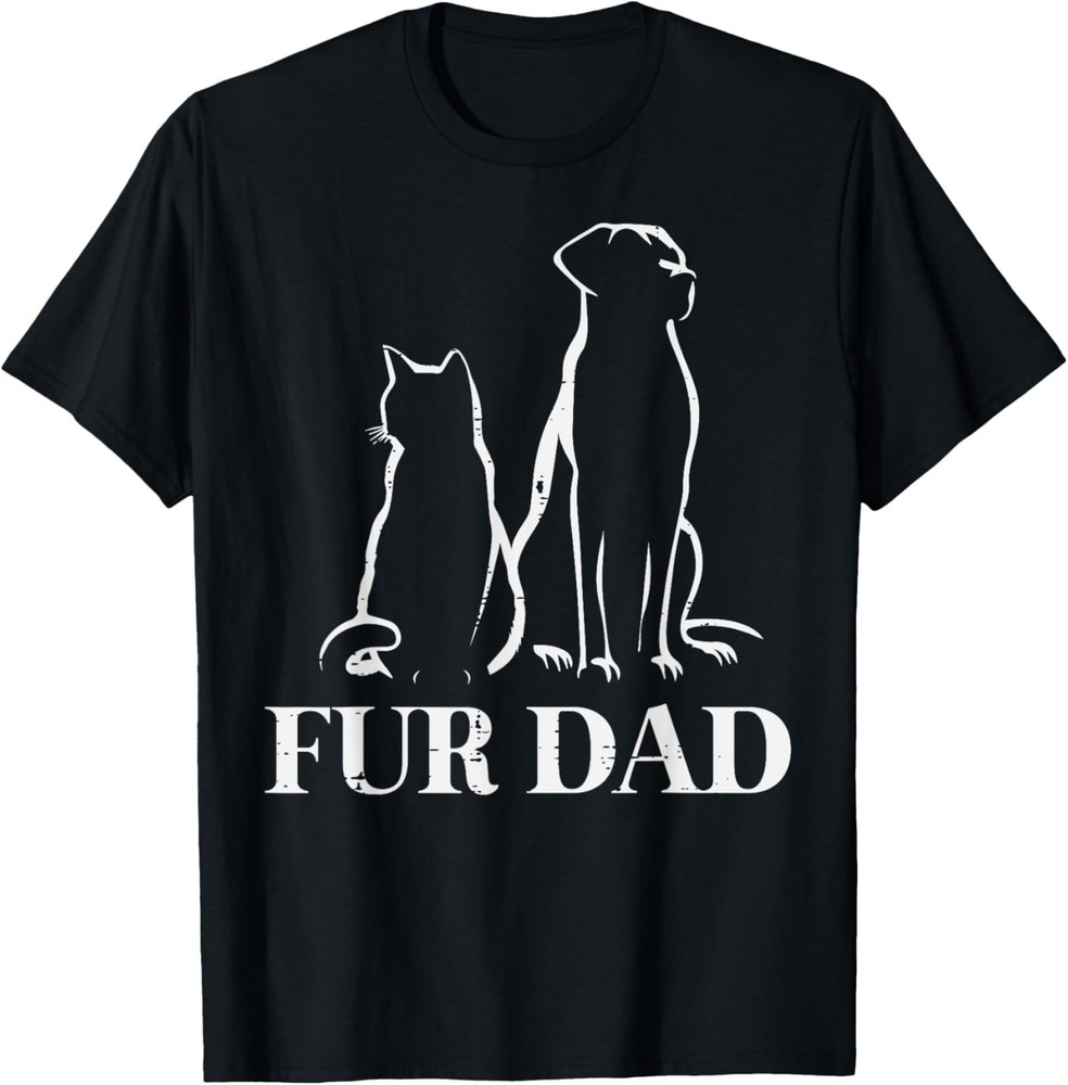 Fathers Day Fur Dad Dog Cat Papa Daddy Pet Lover Owner Men T-Shirt Gift for Dad,-image