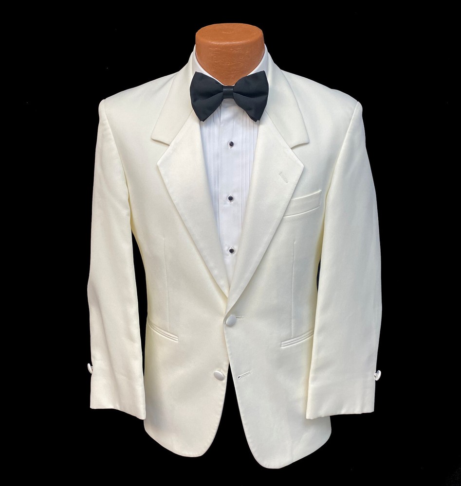 Men's Ivory After Six Tuxedo Jacket 40R with Satin Notch Lapels