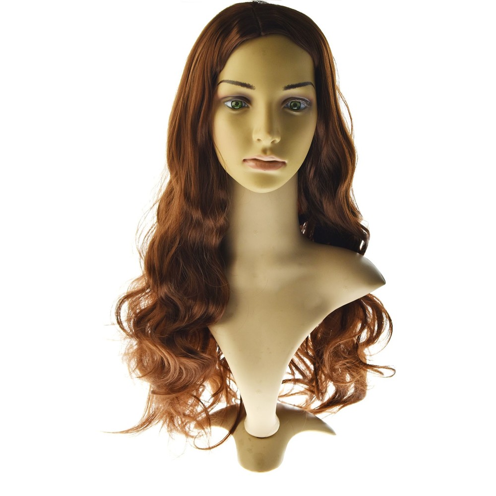 Fashion Women Long Wavy Wigs Dark Brown Synthetic Curly Hair Cosplay Wig Natural