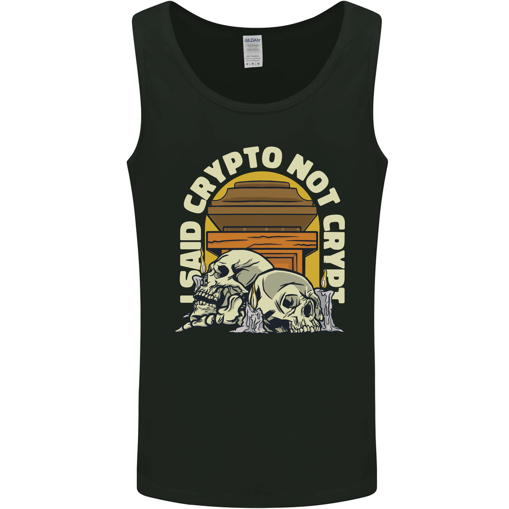 Crypto Not Crypt Funny Cryptocurrency Skulls Mens Vest Tank Top