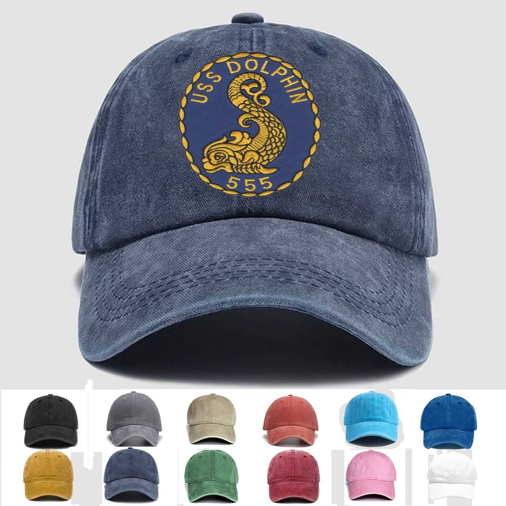 Custom Embroidered Hat SS-555 USS Dolphin, Veteran Cap, Trucker Hat, Gift Idea