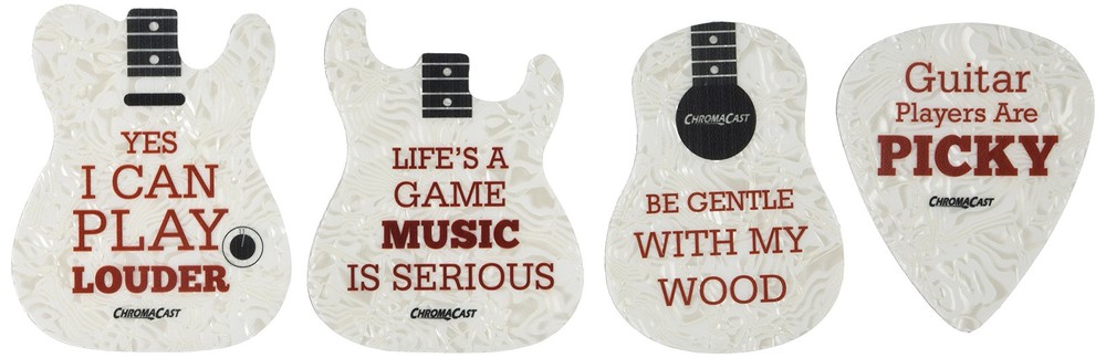 4-Pack Guitar & Pick Shaped Drink Coasters - Assorted Designs