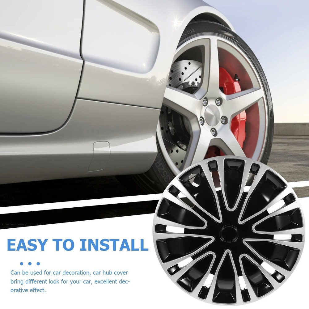 Car Hubcaps 14 Inch Automotive Wheel Covers Black Silver Decorative Hubcoverrs