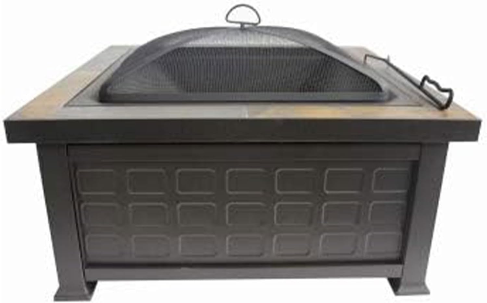 Fogata cuadrada de leña con tapa de pizarra de acero de 30