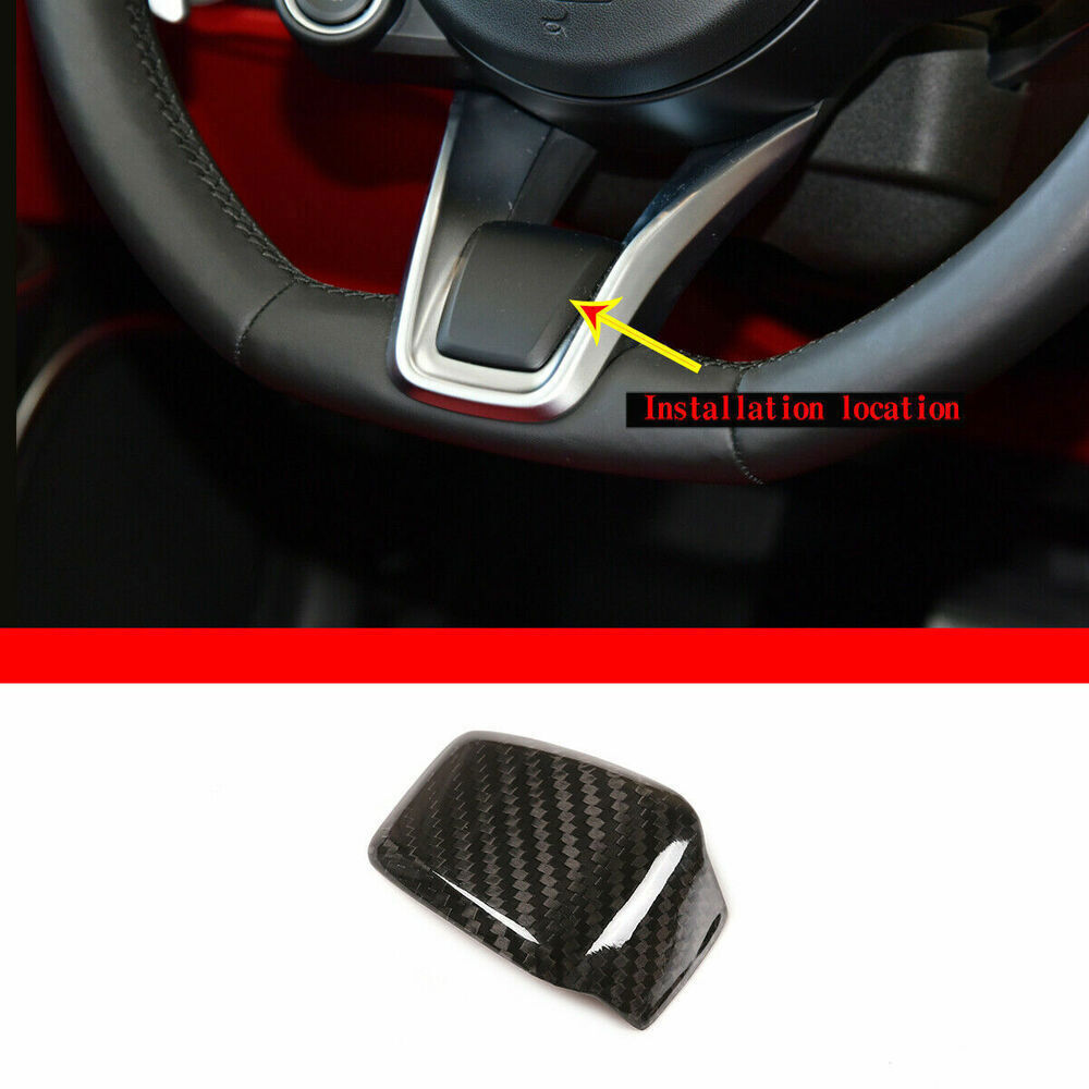 Real Carbon Fiber Steering Wheel Cover Trim Fit for Alfa Romeo Giulia/Stelvio