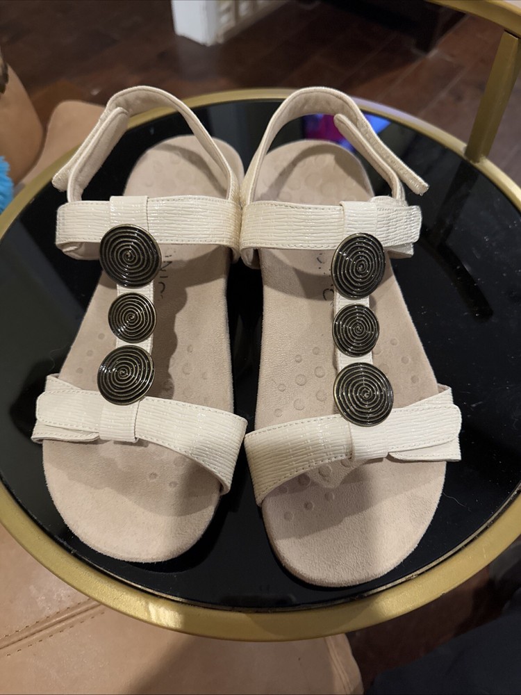 Vionic Farra Womens Size 9 White Patent Strappy Slide Sandals WVNTVW5610