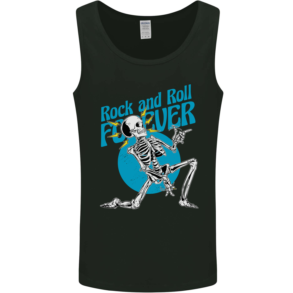 Rock & Roll Forever Air Guitar Skeleton Skull Mens Vest Tank Top