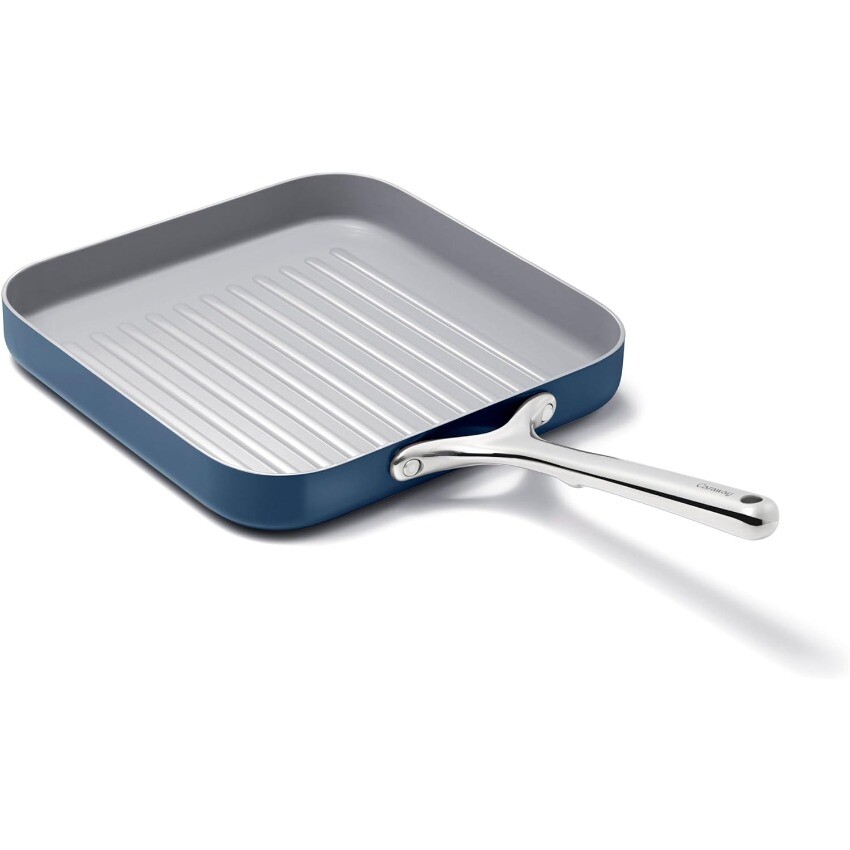 Caraway Square Grill Pan - 11” Grill Pan - Non-Stick Ceramic Coated