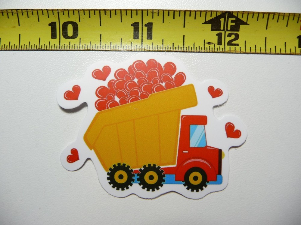 Dump Truck Love Hearts Decal Sticker Fun Construction Vehicle Design