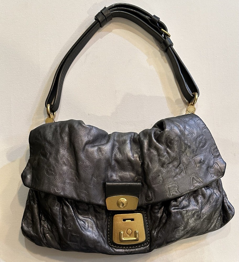 Marc By Marc Jacobs SMALL soft monogrammed Leather Shoulder Strap Hobo Handbag