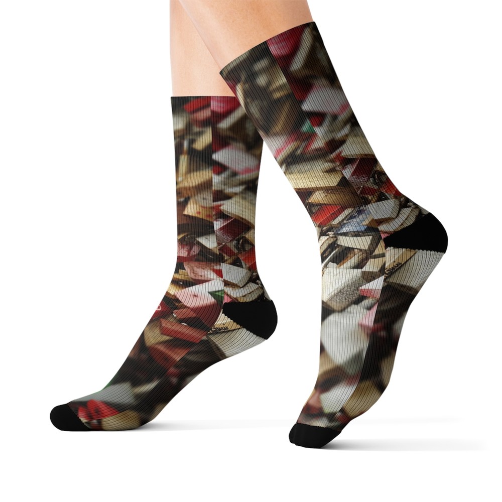 Artistic Sublimation Socks, Colorful Crew Socks, Unique Gift for Her, Trendy