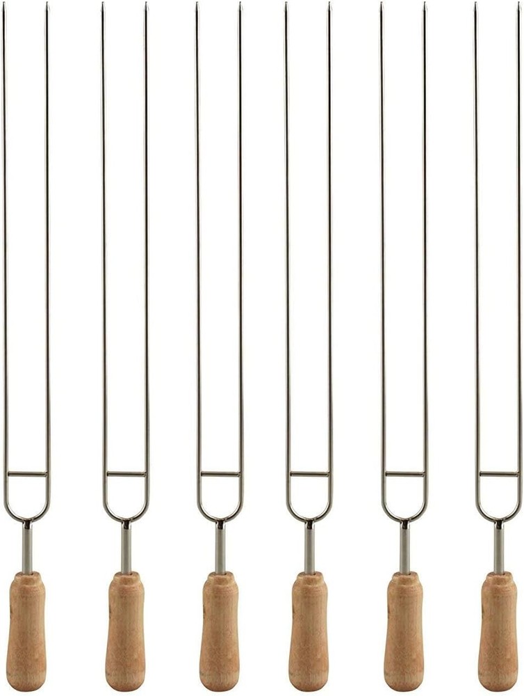 IMEEA Double Pronged Skewers for Grilling Stainless Steel 6-Piece, Silver