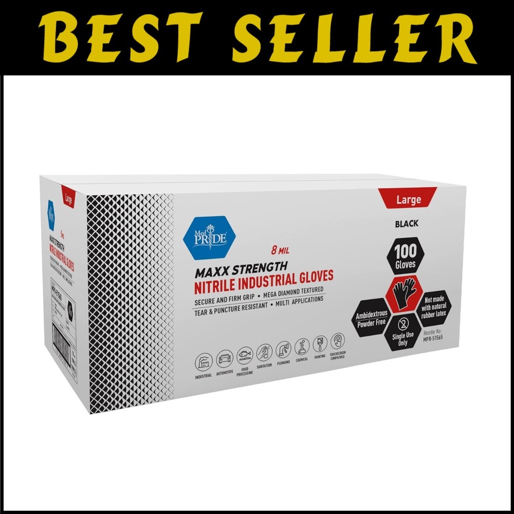 Diamond Textured 8 Mil Nitrile Gloves Durable Comfort for Extended Wear