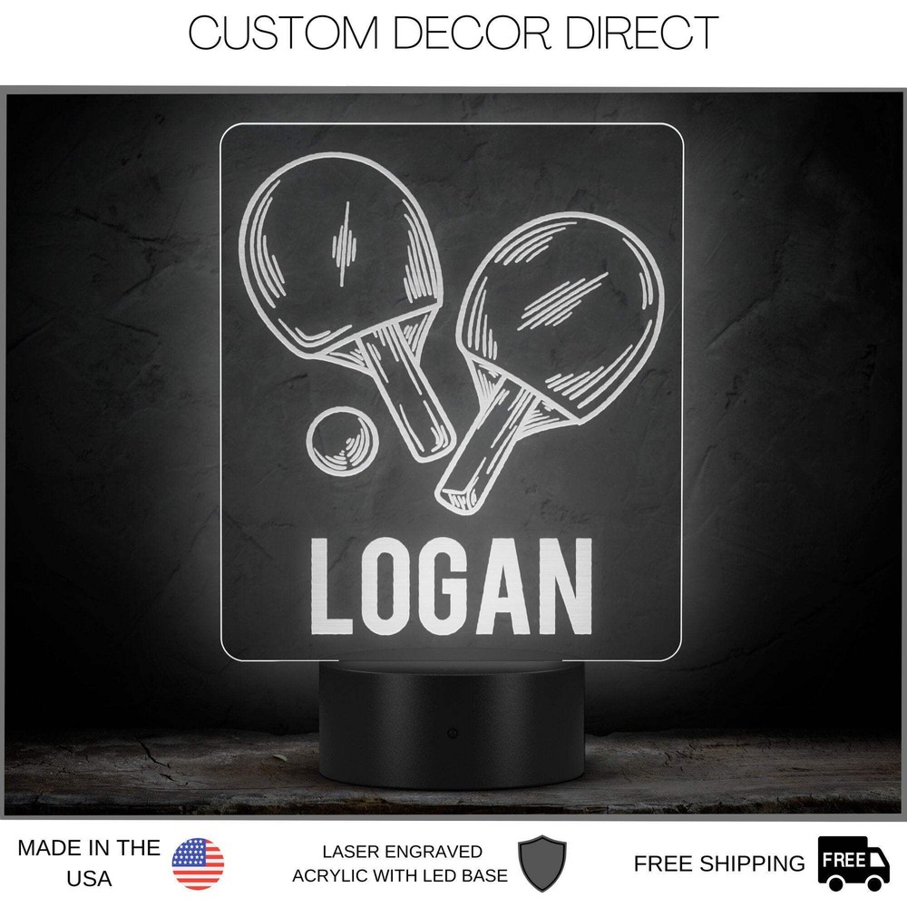 Personalized Table Tennis LED Night Light for Sports Decor