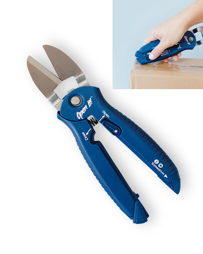 Zibra Open-It All-In-One Heavy Duty Multi Tool with Box Cutter Scissors in Blue