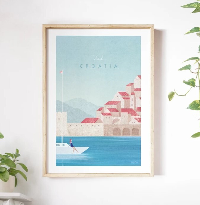 Croatia Travel Poster Print by Henry Rivers | Stunning Croatia Wall Art for Home or Office Décor | Vibrant Travel Inspirational Print
