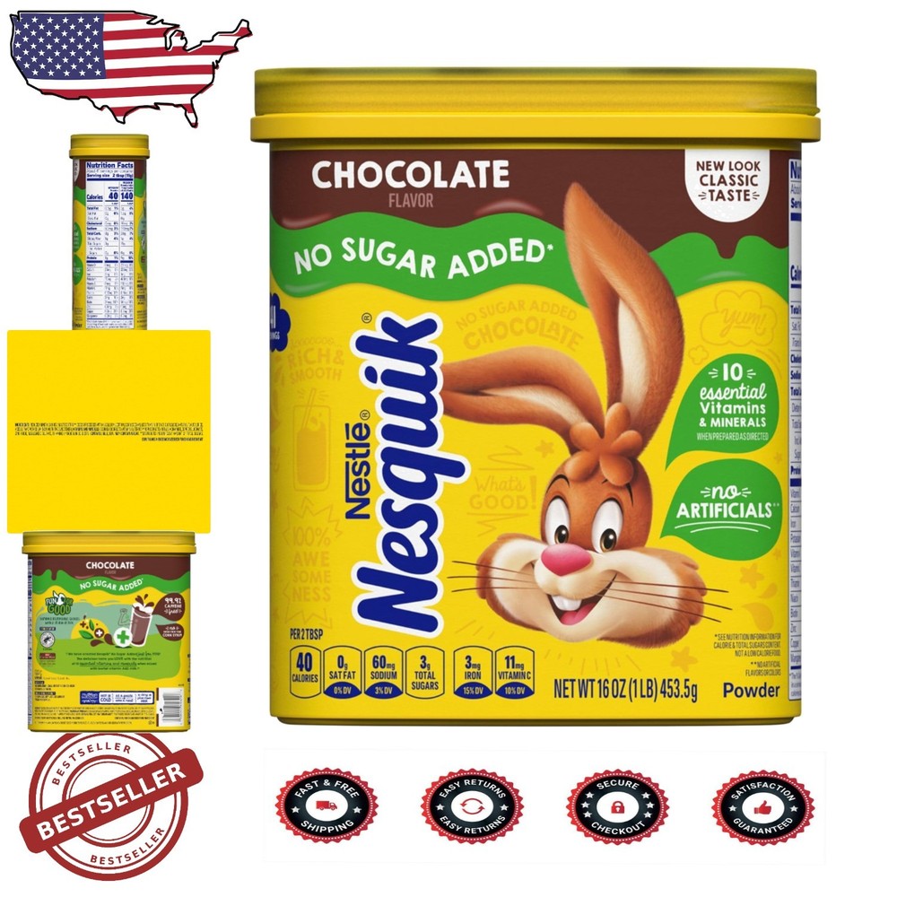 NESTLE 16 oz No Sugar Added Chocolate Mix - Indulge in Guilt-Free Deliciousness