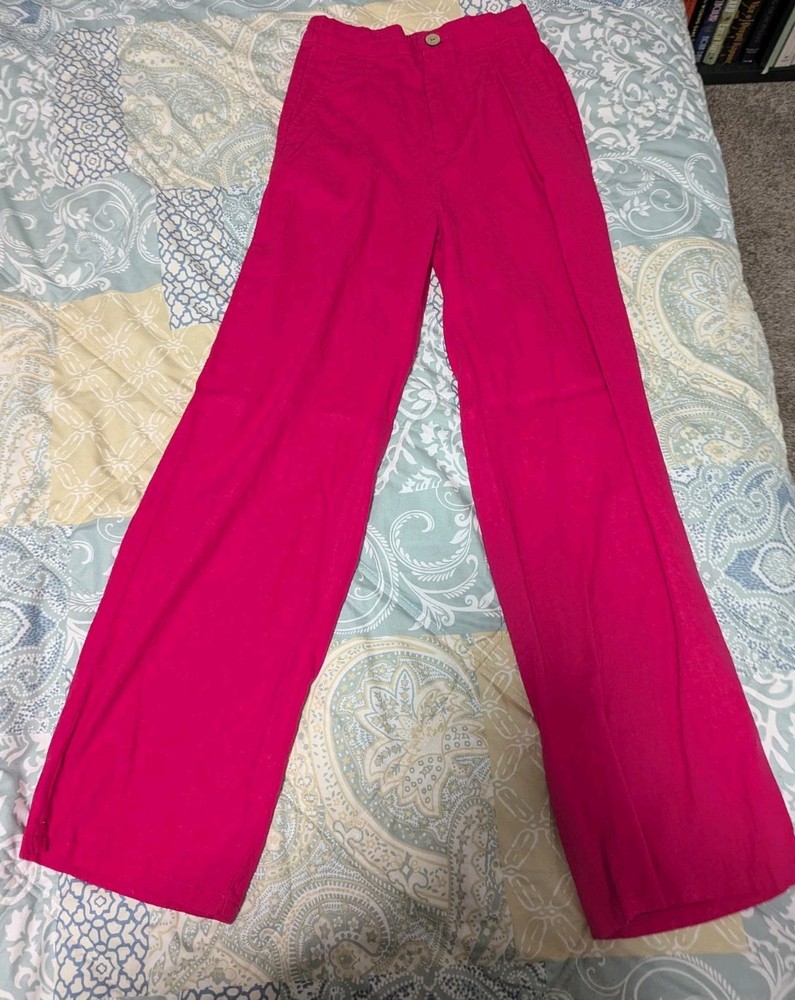 Love Tree Women's Linen Pants Pink Size Small
