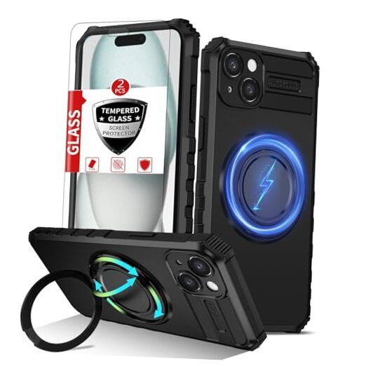 for Case Magnetic Compatible with MagSafe Wireless iPhone 15 Black