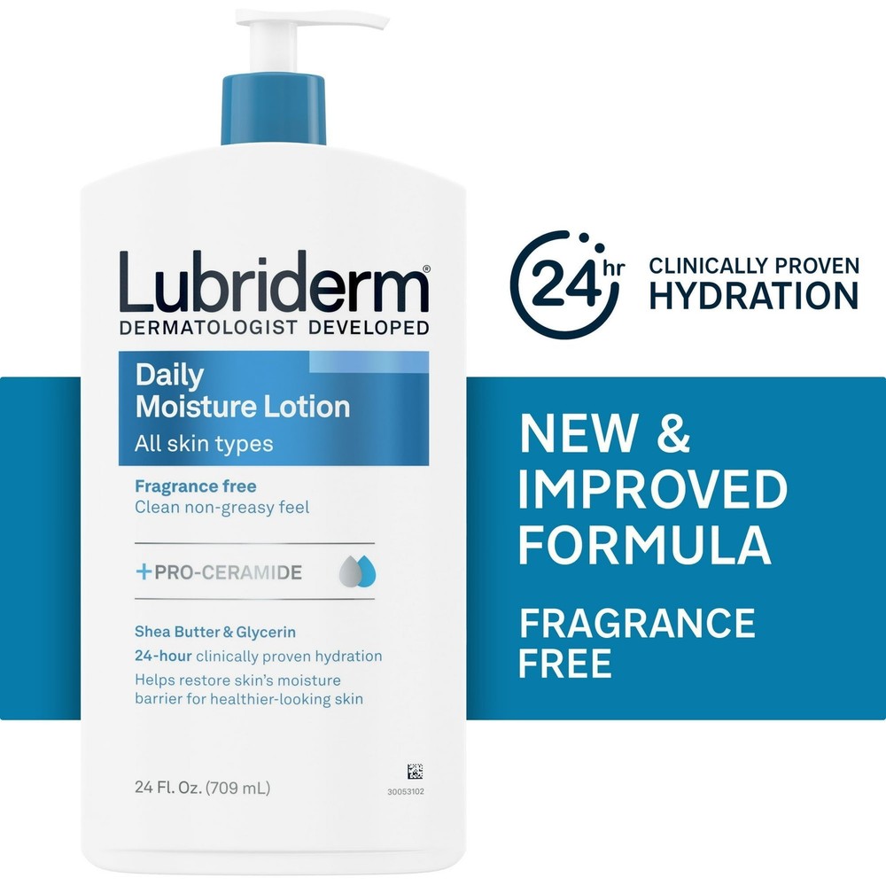 Lubriderm Loción Corporal Hidratante Hidratante Diaria Toda la Piel Sin Perfume 24oz (Paquete de 2)