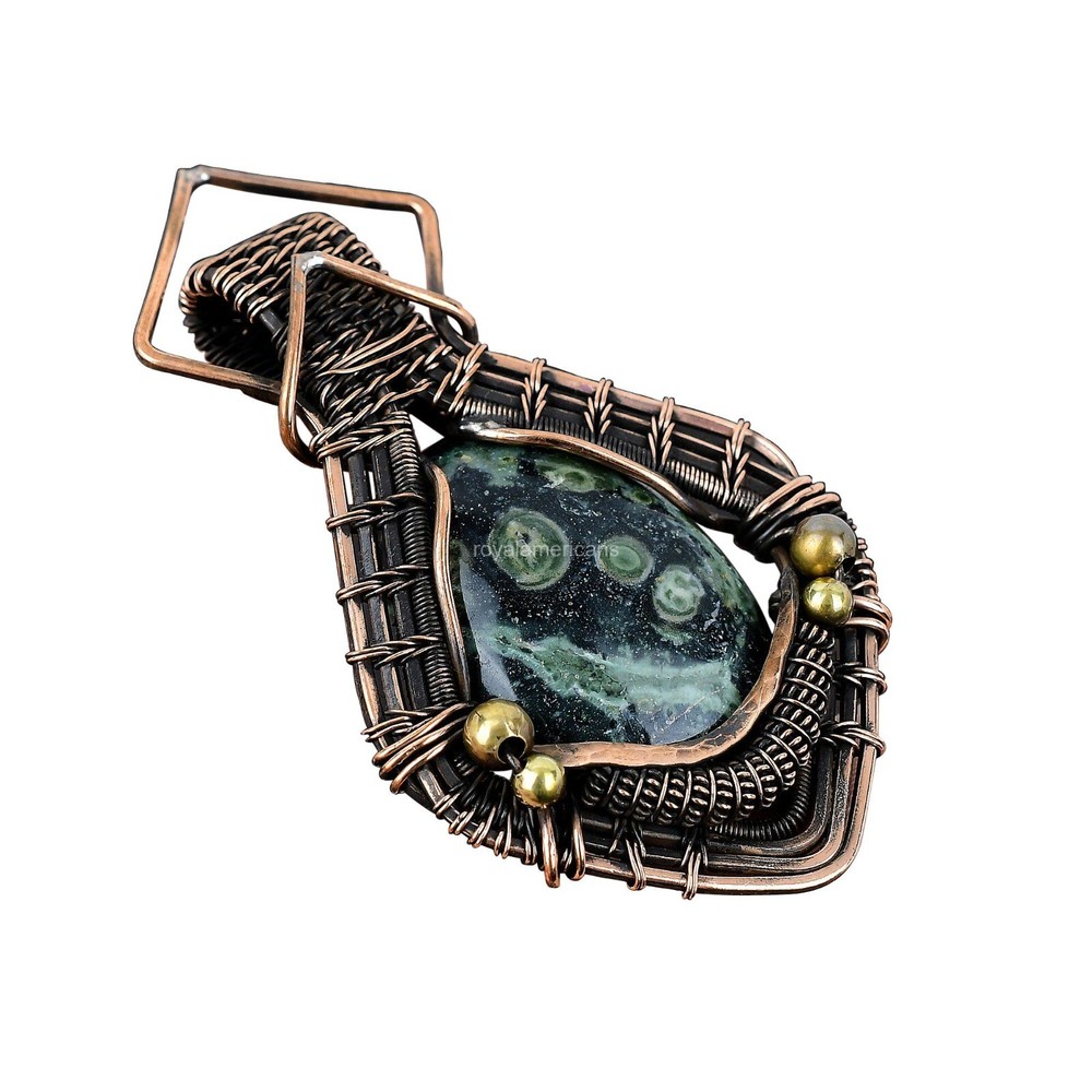 Copper Kambaba Jasper Boho Pendant for Sister Anniversary Mothers Day Sale-image