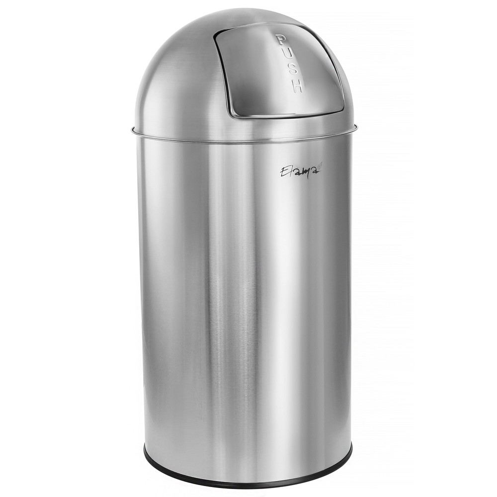 50 Liter Large 13 Gallon Push Lid Stainless Steel Cylindrical Home and Kitche...