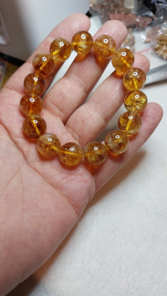 Premium 12mm Citrine Bead Bracelet for Energy and Style