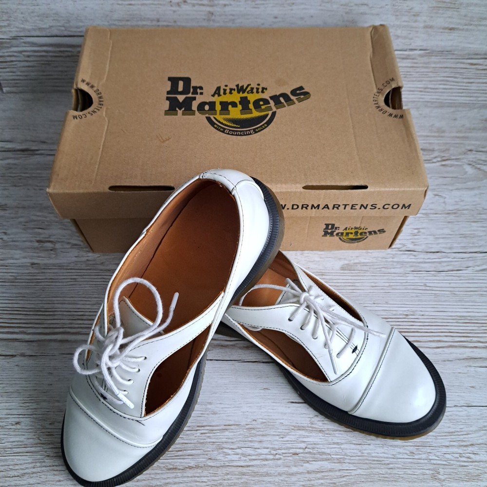 Doc Dr Martens White Leather Mary Jane Buckle Shoes Women Size 3
