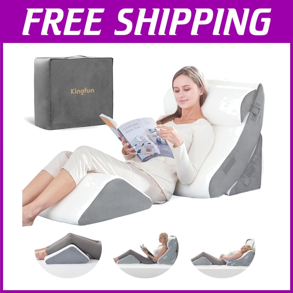 Ergonomic Memory Foam Bed Wedge Pillow Set with Travel Bag for Comfort and Support