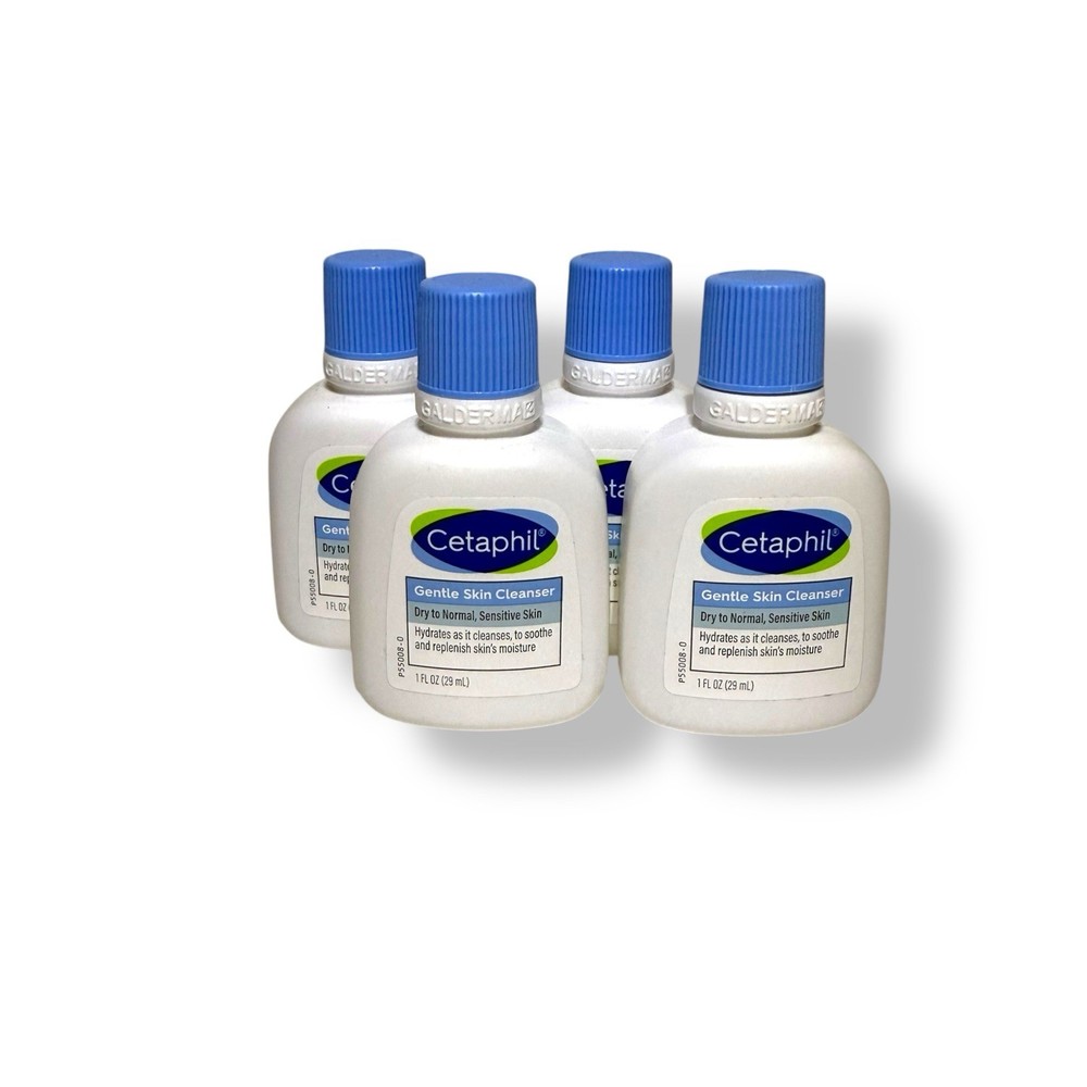 LOT 4 Cetaphil GENTLE Skin Cleanser DRY to NORMAL Sensitive Skin 1ozX4 Travel