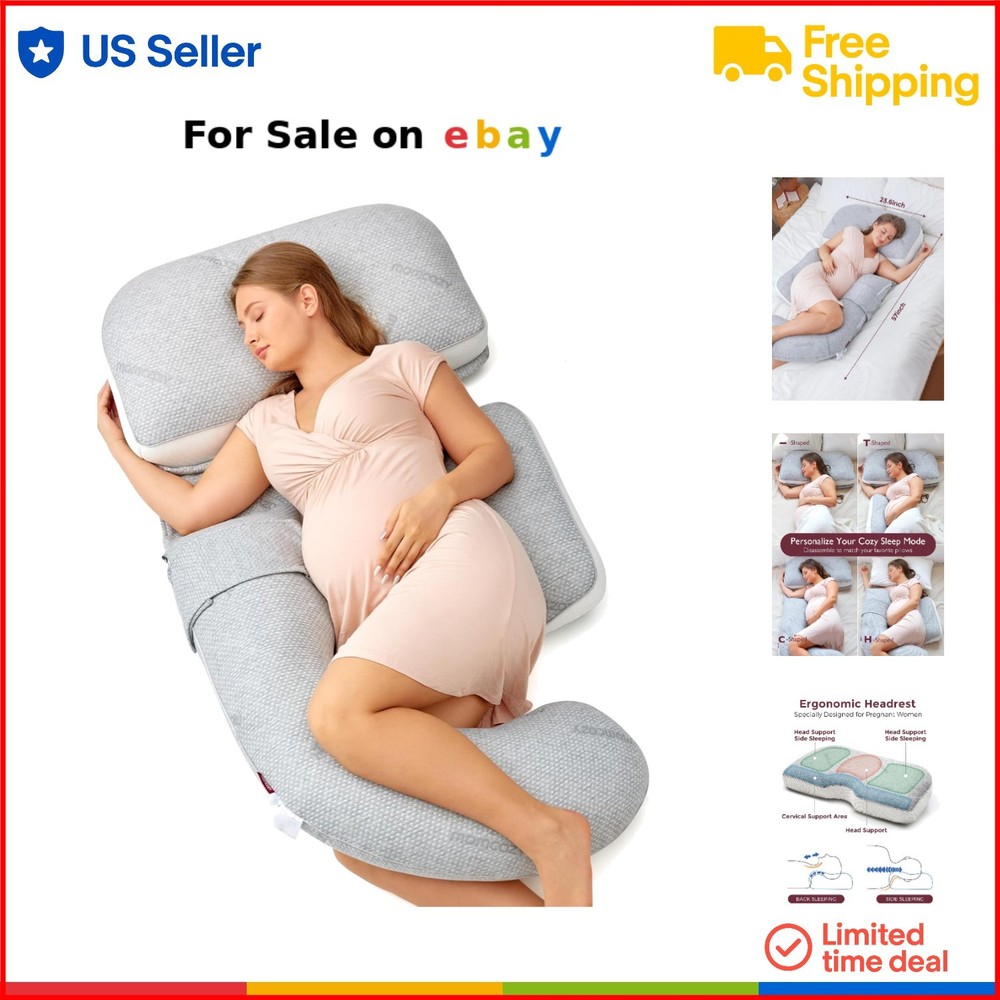 G-Shaped Detachable Pregnancy Pillow for Full Body Maternity Support with Air Layer Technology  