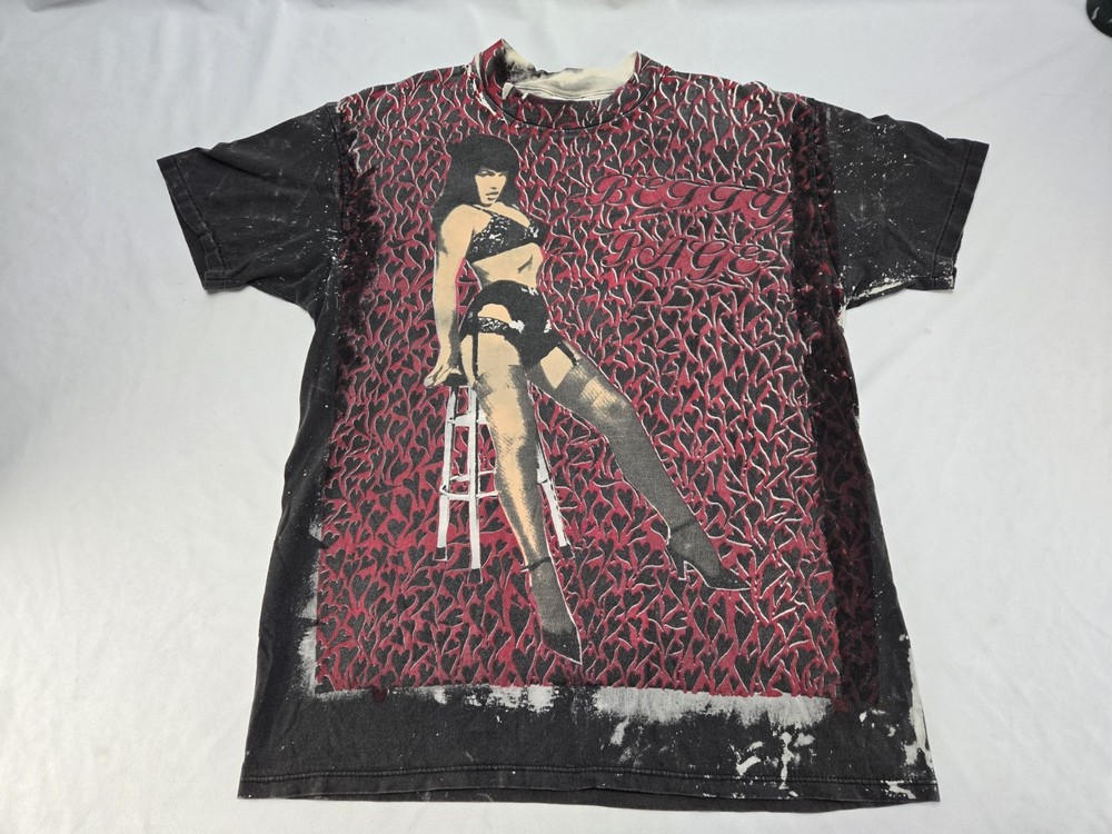 Vintage Bettie Page Mosquitohead Black And Red T-Shirt Size XL Single Stitch