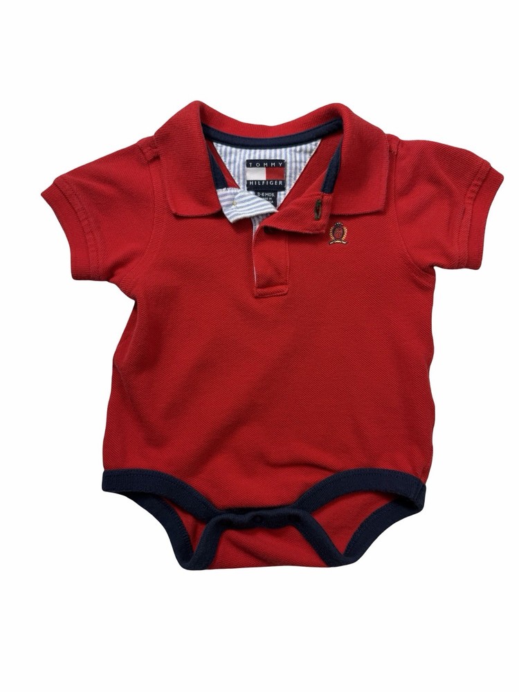 Vintage 2003 Tommy Hilfiger Baby Polo Bodysuit Red 3-6 Months One Piece Cotton