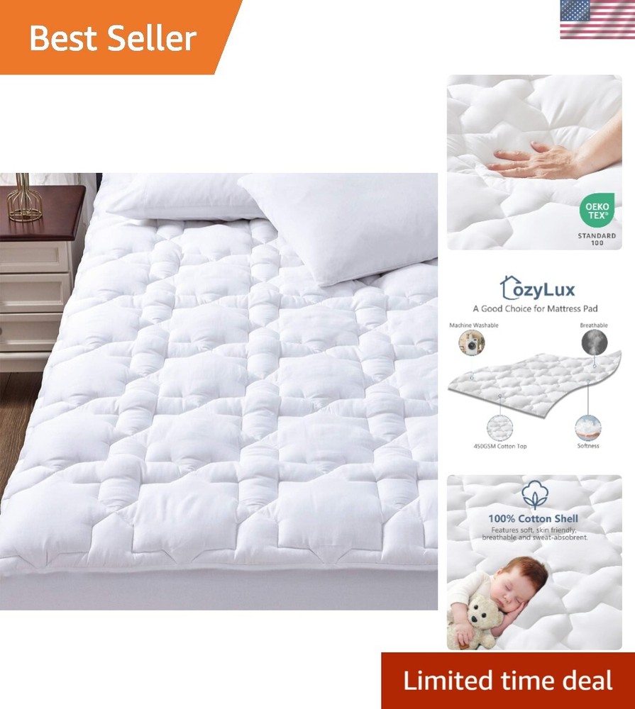 California King Deep Pocket Non-Slip Cotton Mattress Topper Cooling & Comfortable