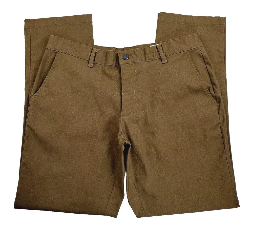 Mens Mizzen Main Golf Pants Size 34 Brown Chino Stretch Straight Leg Performance