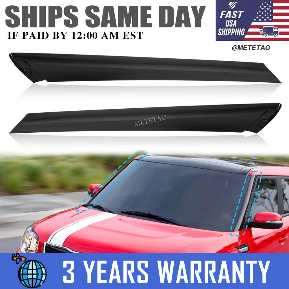 2014-2019 Kia Soul Black A Pillar Windshield Molding Garnish Trim Left & Right