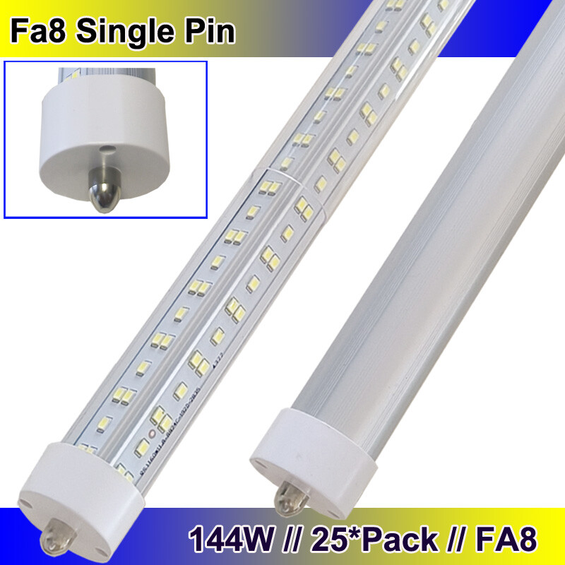 T8 8FT LED Shop Light Bulbs 144W FA8 Single Pin 144W 8Foot LED Tube Lights 25PCS