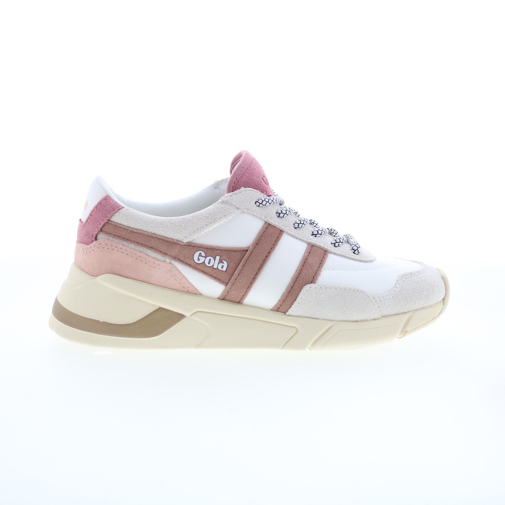 Gola Eclipse Pure CLB400 Womens White Suede Lifestyle Lace-Up Sneakers