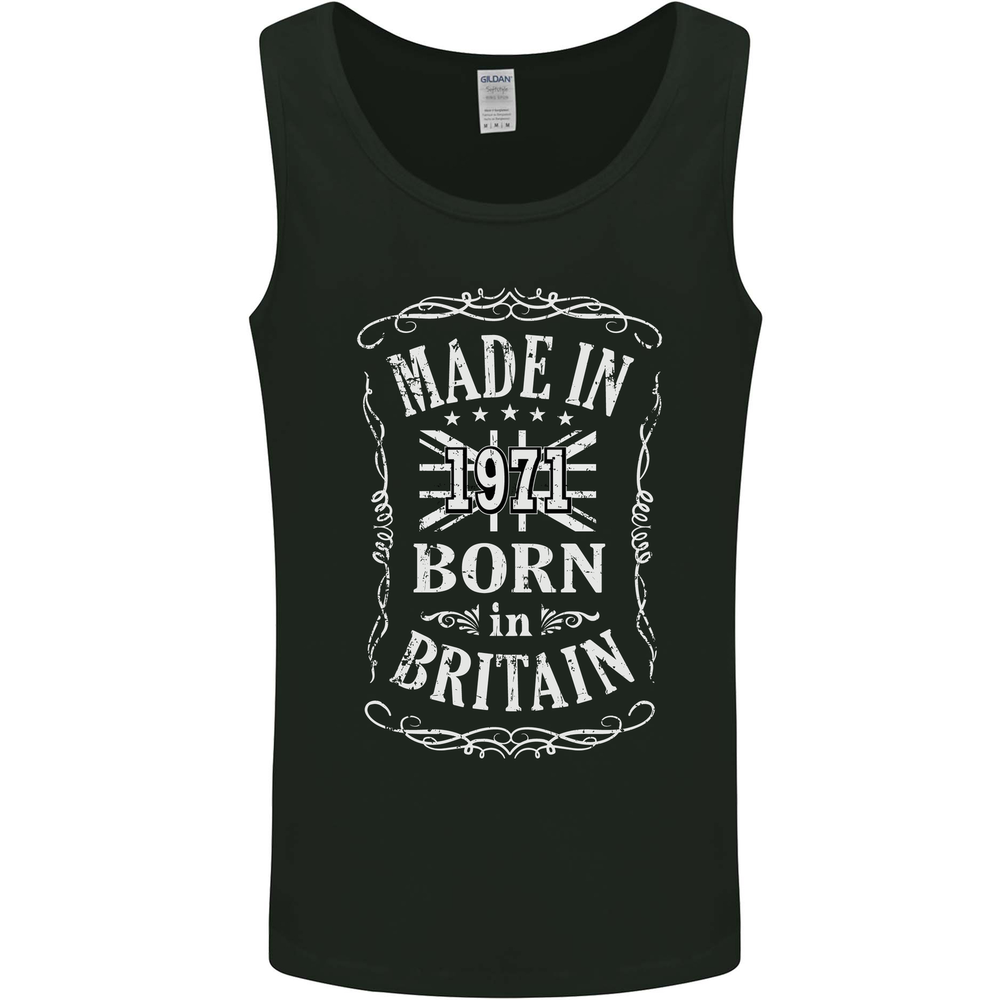 Born In Britain 54th Birthday Made 1971 Mens Vest Tank Top