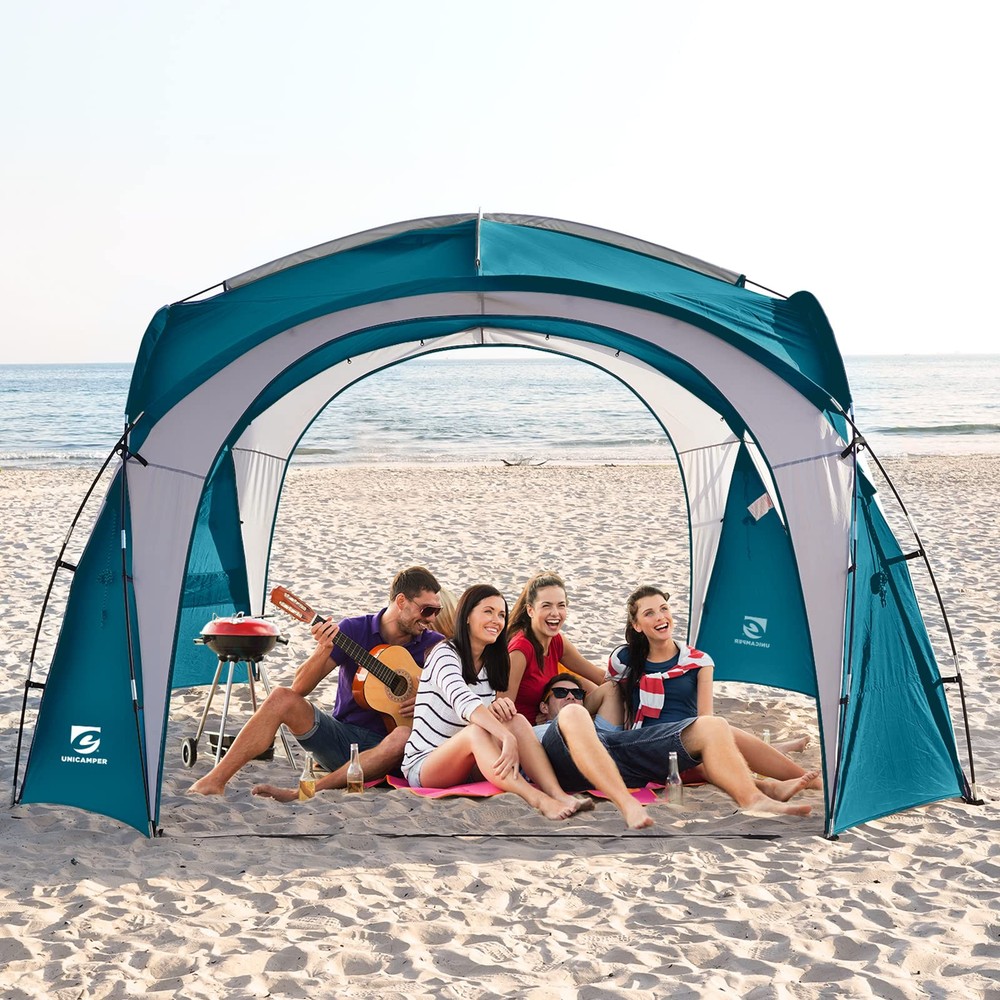 Beach Tent 12 X 12ft Large UPF50+ Pop Up Canopy with 2-Pcs Side Wall, Sun She...