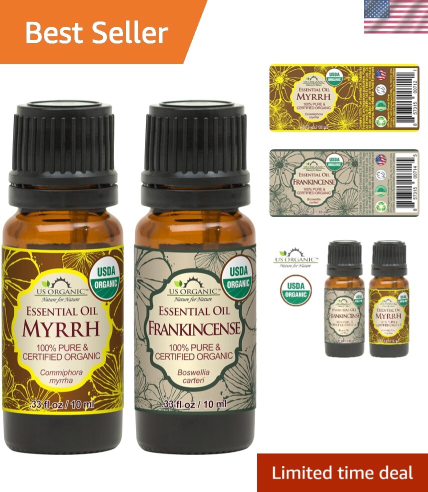 100% Pure Myrrh, Frankincense Essential Oil Combo Pack - Directly sourced fro...