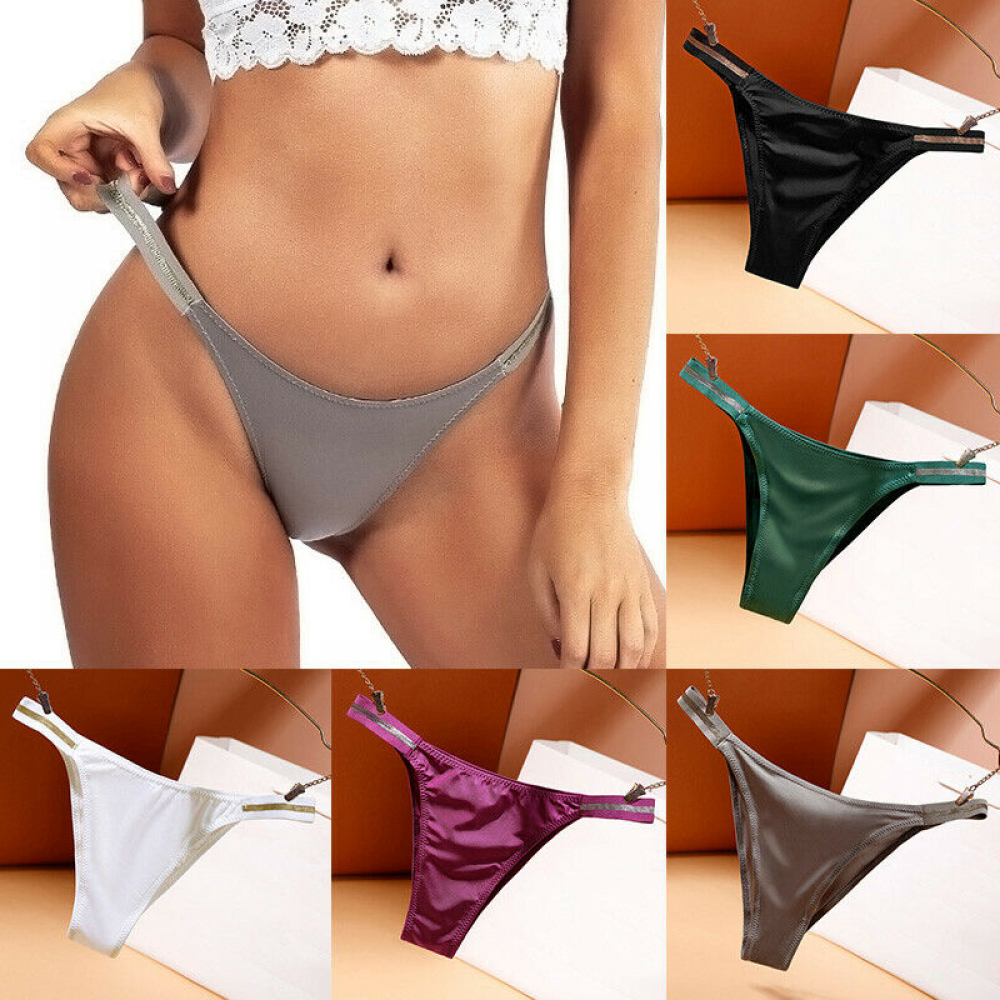 Women Sexy Briefs Ice Silk G-string Panties Thongs Underwear Lingerie