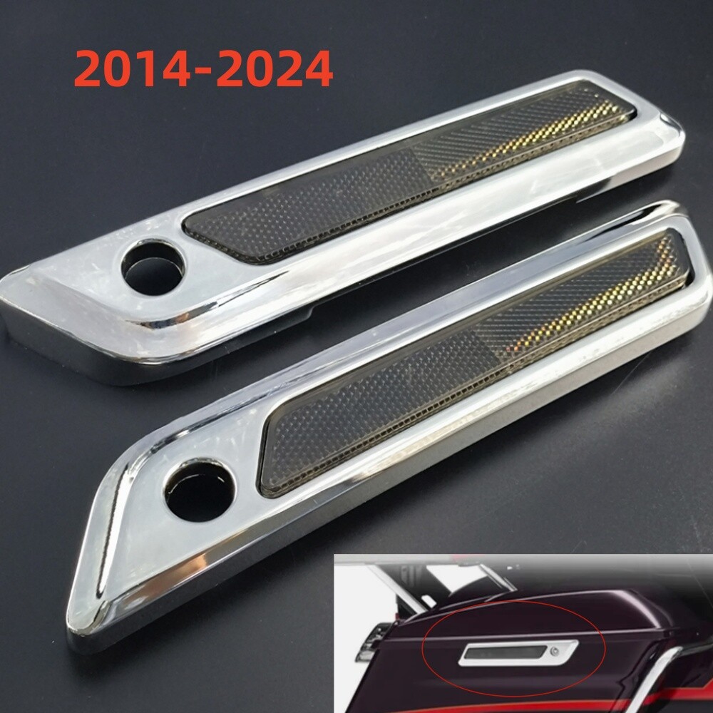 Black Saddlebag Hinge Latch Covers For Harley Touring Road King Glide 2014-2024