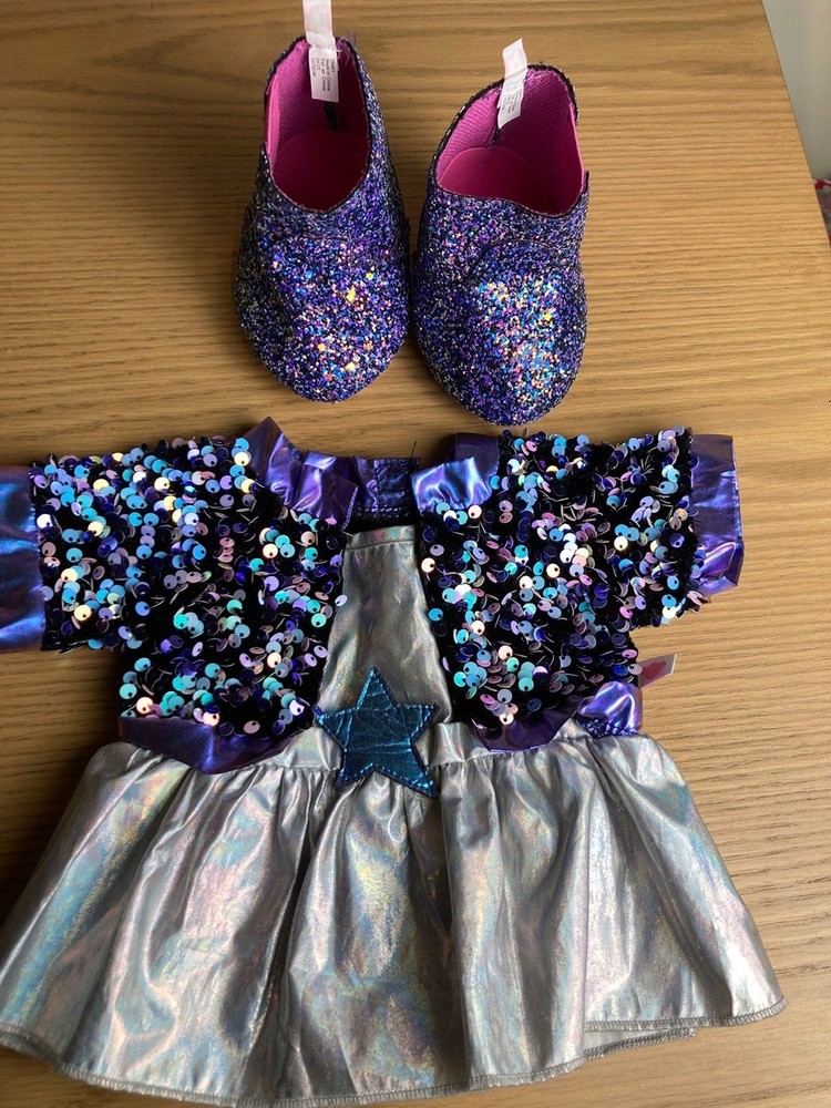 Build a Bear Purple Rock Star Dress and Glitter Boots