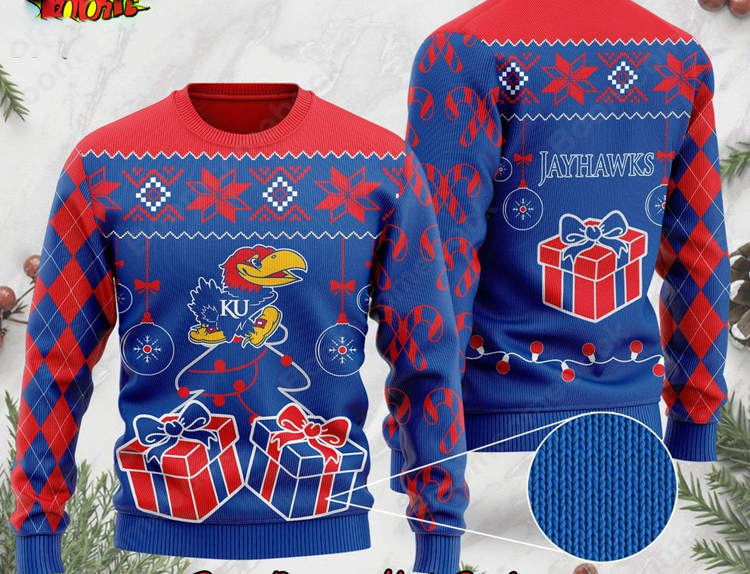 AOP Jayhawk Kansas CHRISTMAS ugly Sweater All sizes JJ5870