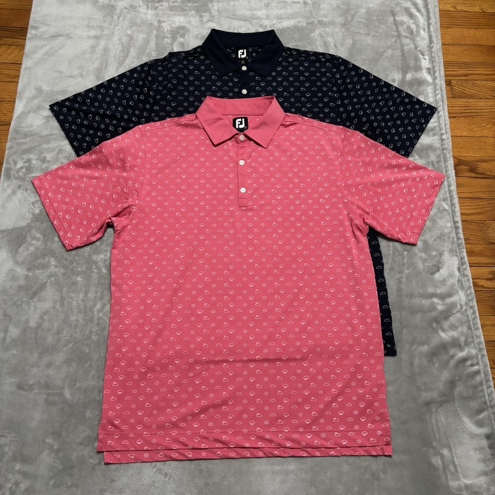 Foot Joy Golf Polo Shirts Weather AOP Men's Size Large Lot of 2
