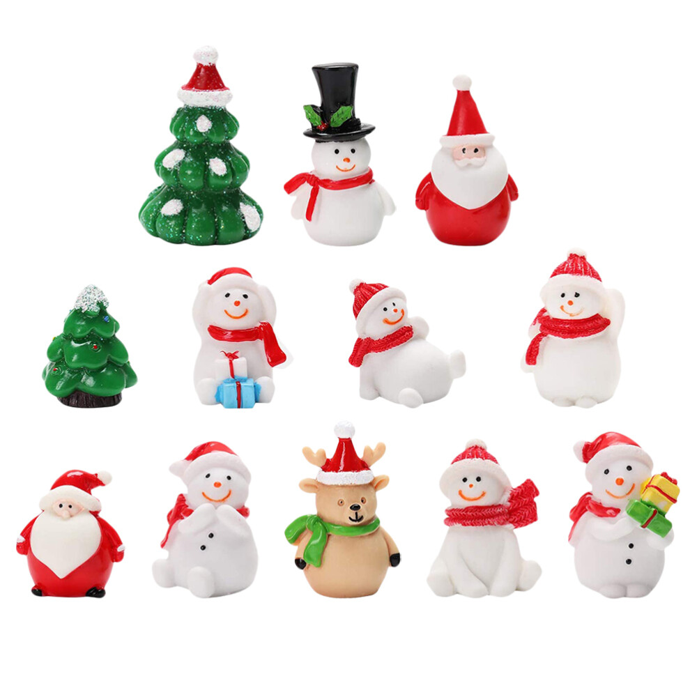 12 Pcs Christmas Scene Ornament Santa Snowman Room Decoration Xmas