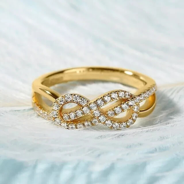 2Ct Round Cut Simulated Diamond Infinity Wedding Band in 14k Yellow Gold Plated
